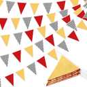Racing Car Birthday Party Decorations, Checkered Pennant Banner, Red Yellow, 33 Feet, 30 Flags