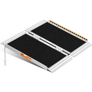 2 Feet Portable Wheelchair Ramp, Lightweight Aluminum Folding Handicap Ramp with Handle, Non-Slip Door Threshold Wheelchair Ramps for Home, Wheel Chair Ramp for Home Steps, Stairs, Doorways