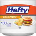 Hefty Everyday Soak Proof Disposable Foam Plates, 8.9 Inches, 100 Count, Disposable White Plates for Lunch, Salads, and Appetizers, Great for Everyday Use, Easy Cleanup