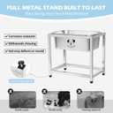 1.25 Gallon Elevated Large Dog Water Bowl, 10.23" Raised Stainless Steel Bowl for Medium Large Breed, Elevated Dog Water Bowl with Full Metal Stand, Easy to Clean and Assemble for Indoor Outdoor