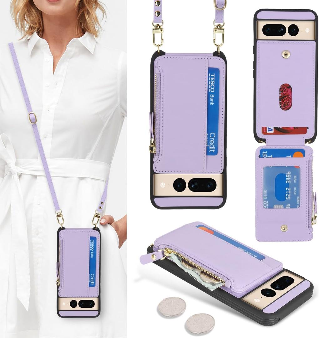 Cavor Compatible with Google Pixel 7 Pro Case Wallet, Pixel 7 Pro Crossbody Phone Case with Strap, Wallet Cover for Women,Leather Zipper Pocket Card Holder-Purple Cavor Compatible with Google Pixel 7 Pro Case Wallet, Pixel 7 Pro Crossbody Phone Case with Strap, Wallet Cover for Women,Leather Zipper Pocket Card Holder-Purple