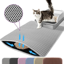 Cat Litter Mat, 24x18 Inches Large Double Layer Honeycomb Cat Litter Trapping Mat, Non Slip Waterproof Urine Proof Cat Litter Box Mat for Floor, Kitty Litter Rug, Cat Supplies, Gray