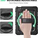 SEYMAC Case for iPad Pro 11 Case 4th/ 3rd/ 2nd/ 1st Gen (2022/2021/2020/2018), Full-Body Shockproof Protective Case with Screen Protector, 360 Rotating Stand and Hand/Shoulder Strap, Black