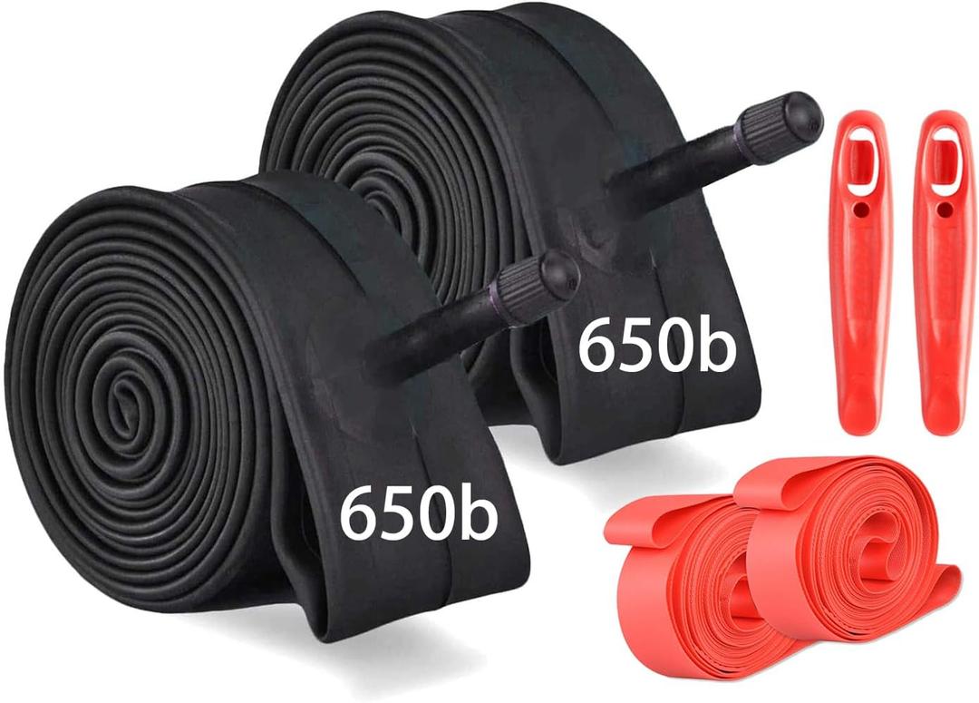 2 Pack 650B 27.5x1.9/2.125 Bike Inner Tube with Tire Levers and Rim Strips, 27.5" Bike Tubes Compatible with 27.5x1.9 27.5x1.95 27.5x2.0 27.5x2.125 27.5 Inch Bicycle Tire Tyre (27.5x1.90/2.125 Schrader Valve)