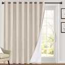 PrinceDeco Blackout Curtains 84 Inches Long Faux Linen Look Curtains for Sliding Glass Doors Room Divider Curtain for Living Room Thermal Insulated Linen with White Backing,W100 X L84 Inch, Natural