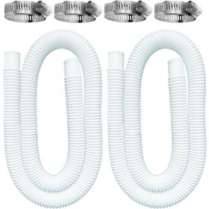 Intex 2 Pack 1.25 x 59 Inch Pool Filter Pump Hoses With 4 Metal Clamps (2), Compatible With Intex Pool Filter Pump 607, 637