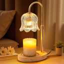 Electric Candle Warmer Lamp with Timer - Flame-Free 4-Level Dimming, Height Adjustable Gifts for Mom Women Friend, Birthday Housewarming Home Bedroom Decor (Transparent-golden Pole)