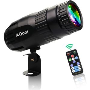 Pinspot Light, AQool Mini 15W Mirror Ball Spotlight, Super Bright RGBW LED Beam Pinspot Lights, Remote Control Stage Lighting for DJ Disco Band Dance Party Show Bar Club Wedding