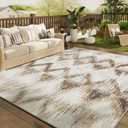 COCOER Outdoor Rug -Quick Dry Indoor Outdoor Area Rug-Brown Rugs for Living Room-Absorbent Patio Rug-Non Slip Outdoor Carpet-Morocco Washable Rug-Room Decor for Balcony Deck (6' x 9' (Rectangular))