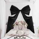 Wavwavw Big Wall Bow Decorations 39 x 72 Inch Giant Birthday Party Decor Ribbon Hanging Tie Bow Decor for Coquette Party Baby Shower Wedding Bridal Bachelorette Supplies(Black,Polyester)