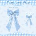 Vibzox Blue Checkered Bow Decor 2 Pack, Large & Small Blue and White Coquette Room Backdrop Wall Decor for Women Girls Birthday One Silly Goose Baby Shower Bridal Engagement Wedding Party Decorations