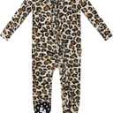 Bamboo Viscose Baby Girl Footie Pajamas, Newborn Sleepers Infant Onesie, 2-Way Zipper Footed Pjs (3-6 Months, Leopard Tan)