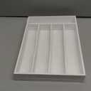 Bellsal White Utensil Organizer 10 Inch Silverware Tray for Drawer - 5 Compartment Small Narrow Bamboo