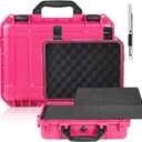 Relaxweex 1 Pcs 11.3 x 8.6 x 4.2 Inch Waterproof Hard Case with DIY Customizable Foam Insert Portable Protective Case with Knife for Camera Drones Equipments Tools Test Instruments(Rose Red)