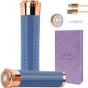 Lurini Facial Hair Remover for Women, Painless Rechargeable Hair Removal Device, Comes with 2 Replacement Heads, Portable Electric Shaver/ Razors for Face, Chin, Upper Lip, arms and Peach Fuzz (Blue)