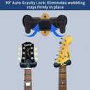 Auto-Lock Guitar Wall Mount, Self-Locking Guitar Hanger with Nitro-Safe Velvet, Holds 22 lbs, Wall Mount for Acoustic, Electric, and Bass Guitars, Easy Installation,Yellowish Brown