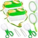 2Sets Bug Catcher for Kids - Sturdy Kids Bug Catching Kit Gifts with Collector Butterfly Net Tweezer, Bugs Habitat Outdoor Explorer Kit for Age 3 4 5 6 7 8, 8Pcs (Green)