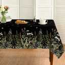 Horaldaily Spring Tablecloth 60140 Inch Rectangular, Black Wild Flower Daisy Washable Seasonal Table Cover for Party Picnic Dinner Decor