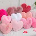 Liliful 12 Pcs Heart Pink Pillows Love Faux Rabbit Fur Heart Pillows for Mother's Day Valentines 11.8 x 11 Inch Cute Soft Throw Couch Cushion for Bed Sofa Decorative Room Decor