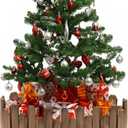 Christmas Tree Edging, Wooden Edgings for Christmas Tree gate, Edging Border Mini Christmas Tree Edging Barrier, Home Garden Christmas Tree Edging Edge, 5.9" H x 4ft L (2 Pack)