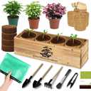 Premium Bonsai Kit,Complete Bonsai Starter Kit with Wooden Gift Box,repotting mat, Burlap Pots & Gardening Tools, DIY Bonsai Plant Set for Adults & Beginners (Seeds Excluded)Birthday Thanksgiving gift