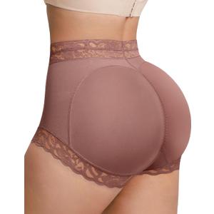 FeelinGirl Shapewear for Women Tummy Control Mid-Waist Body Shaper Faja Shorts Lace Under No Padding Shorts (Beige, M)