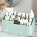 MIUOPUR Makeup Organizer for Vanity, Large Capacity Desk Organizer with Drawers for Cosmetics, Lipsticks, Jewelry, Nail Care, Skincare, Ideal for Bedroom and Bathroom Countertops - Large Green