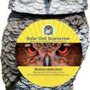 Solar Owl with Flashing Eyes, Rotating Head and Realistic Tweets, Plastic Owl Decoration for Home, Garden, Patio and Fence, 15 in x 5.5 in x 5.5 in