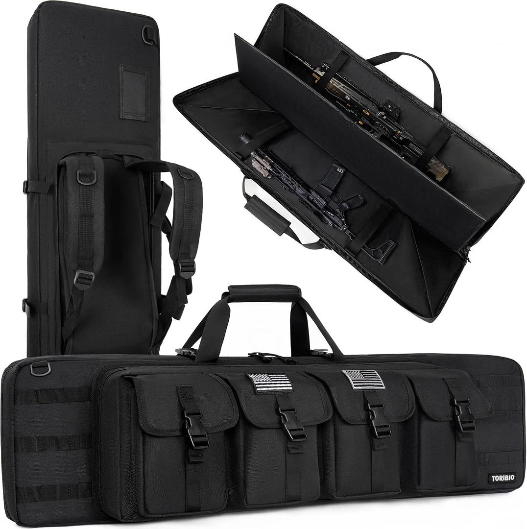 TORIBIO Double Rifle Case Soft Bag Gun Case Tactical for Rifle Firearm Storage, Transportation and Hunting Shooting Range, Rifle Backpack, 42" X 12"