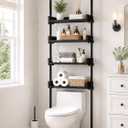 ALLZONE Tension Over The Toilet Storage Cabinet, No-Drill, Fits 92-116 in., 4-Tier