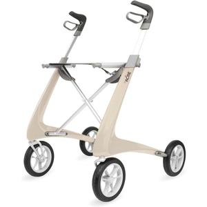 byACRE Carbon Ultralight Rollator Walker with Organizer Bag, Wide Track, Oyster White