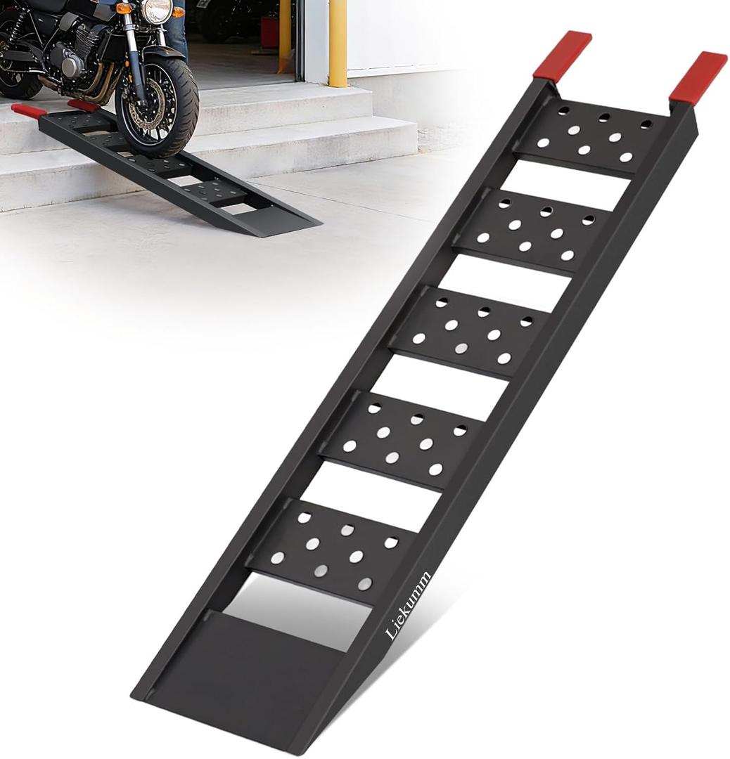 LIEKUMM 40" Heavy Duty Motorcycle Ramp, 1100 lbs Single Loading Ramp for Pickup Trucks, Metal Dirt Bike Ramp for Truck Bed, E-Bike and Scooter Use
