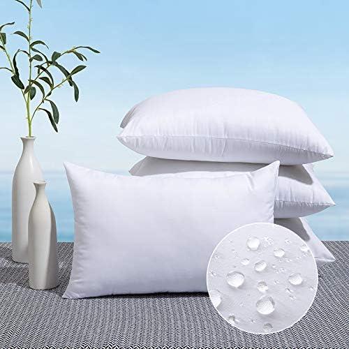 MIULEE Pack of 4 14x22 Outdoor Pillow Inserts, Water-Resistant Throw Pillow Inserts Decorative Premium Rectangle Pillow Stuffer Sham for Porch Swing Couch Sofa Cushion Patio Furniture