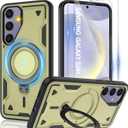 for Samsung Galaxy-S24 Plus Case with Magsafe & [HD Screen Protector2][Anti-Fingerprint], 360 Metal Rotated Kickstand,Military Grade Shockproof Protective for Galaxy S24 Plus Case,Green