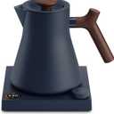 Fellow Corvo EKG Pro Electric Tea Kettle - Quick Heating, Precise Temperature Control Electric Kettle, Scheduling, Built-in Brew Timer for Boiling Water - Stone Blue with Walnut Handle - 0.9 Liter
