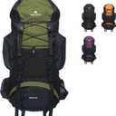 Teton 55L Scout Internal Frame Backpack for Hiking, Camping, Backpacking, Travel, Rain Cover Included, Olive