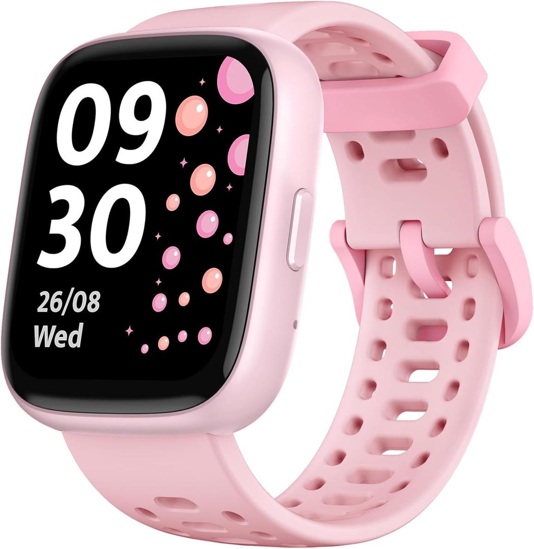 Smart Watch for Kids with Find My, 1.83" Fitness Tracker Watch No APP No Phone Needed, Pedometer, Heart Rate, Sleep Monitor, IP68, Puzzle Games for Girls Boys Teens 5-16, Gift, Pink