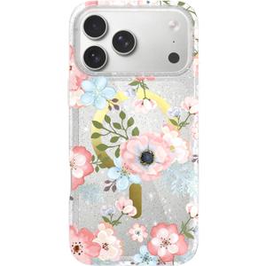 LONLI Hue - for iPhone 17 Pro Magnetic Case - [Compatible with Magsafe] - [Gold Ring] - Clear Cute Shockproof Protective Phone Cover for Girls and Women - Frosted Floral (*Sakura)