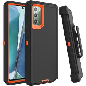 Case for Galaxy Note 20 with Clip, Heavy-Duty Tough Rugged Shockproof Drop Protective Cover Cases for Samsung Galaxy Note 20, Black+Orange