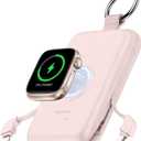 RORRY Portable Charger, 10000mAh PD 20W Fast Charging Portable Charger Power Bank with Built in Cables, Travel Battery Pack for iPhone and Apple Watch Ultra/11/10/9/8/7/6/5, Pink