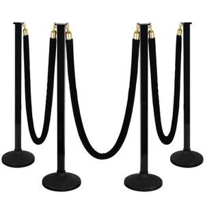 4 Pack Stanchion Post with Velvet Ropes (Weighted Base), Crowd Control Barriers, Red Carpet Runner Poles, Queue Poles for Party, Movie Theater, Plastic (Black) 4 Pack Stanchion Post with Velvet Ropes (Weighted Base), Crowd Control Barriers, Red Carpet Runner Poles, Queue Poles for Party, Movie Theater, Plastic (Black)