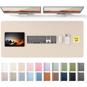 YSAGi Leather Desk Pad Protector, Office Desk Mat, Large Mouse Pad, Non-Slip PU Leather Desk Blotter, Laptop Desk Pad, Waterproof Desk Writing Pad for Office and Home (Eggshell, 47" x 17")