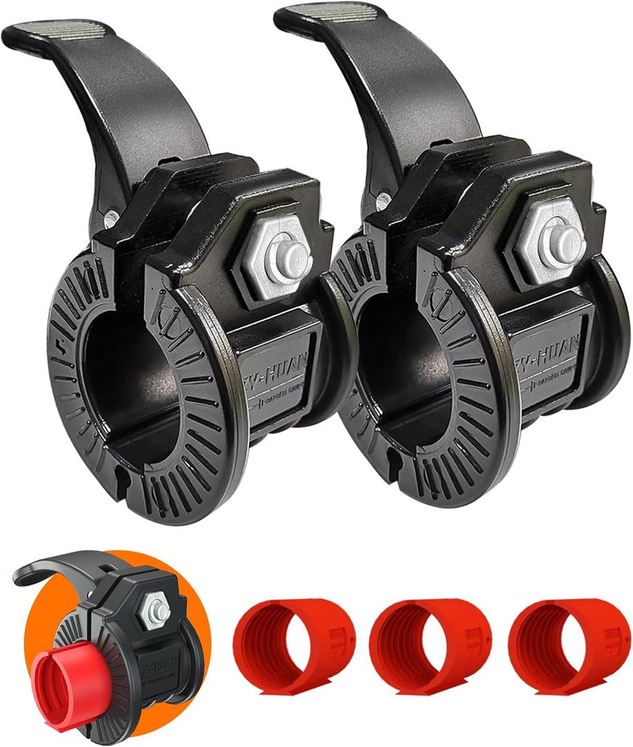 Barbell Clips 1 Inch Quick Release Weight Clamps 0.9-1.18inch Multi-Size Adjustable Olympic Clamps for Bars (Black + Red)