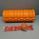 5 in 1 Foam Roller Set for Deep Tissue Muscle Massage, Trigger Point Fitness Exercise Foam Roller, Massage Roller, Massage Ball, Stretching Strap, for Whole Body(Orange-Black)