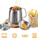 PUCOHOUSE 304 Stainless Steel Deep Fryer Pot with Basket & Strainer,Frying, Cooking, Camping,Oil Filter Container,2L2Qt)