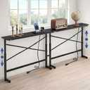 78.8" Adjustable Height Behind Couch Table, 2-Pack Skinny Console Table with 2 AC Outlets & Type-C Port, 5.9" Narrow Sofa Table for Living Room, Hallway, Entryway (Black)