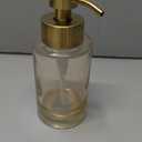 Enra Thick Glass Soap Dispenser with Stainless Steel Pump,12oz Gold Bathroom Hand Liquid Soap Dispensers,Lotion Dispenser,Soap Dispenser for Bathroom,Kitchen (Slight Amber/Liquid Type)