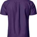 LucMatton Men's Oxford Short Sleeve Button Down Dress Shirt, Purple (S)
