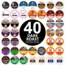 Perfect Samplers Dark Roast Coffee Pod Variety Pack - Pack for Keurig K Cups Coffee Makers, Bold 40 Count