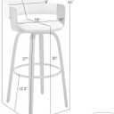 Armen Living Daxton Mid Century Modern Swivel Bar Stool for Kitchen Island Counter in Gray Faux Leather and Walnut Wood, 30" Seat Height